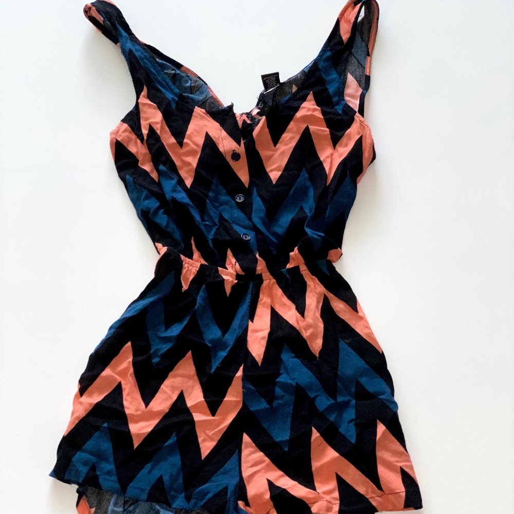 Geometric multicolored romper